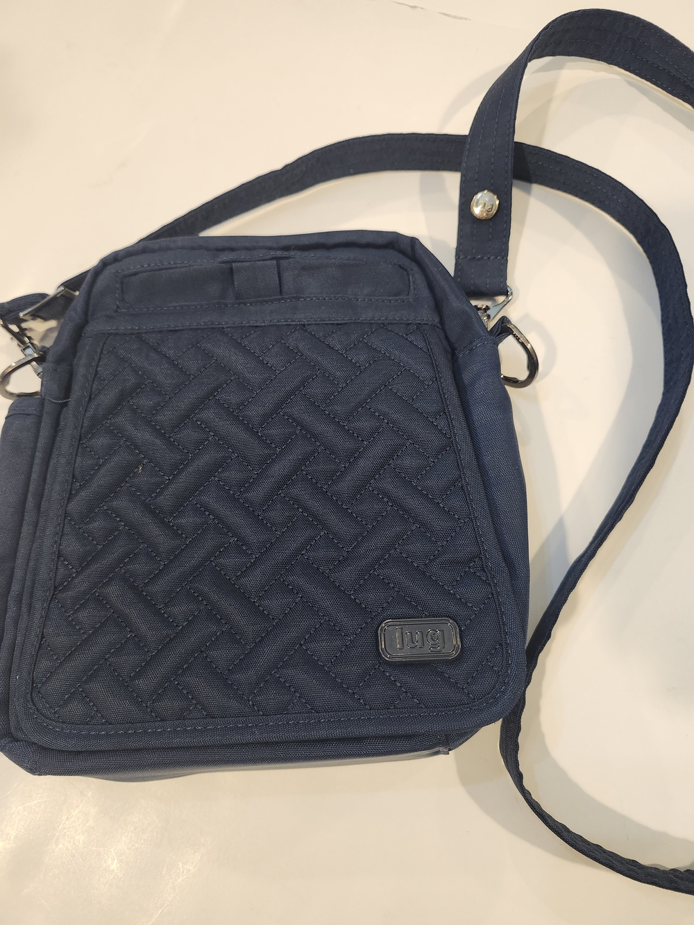 Lug Navy Blue Flapper Crossbody Bag Quilted Travel Purse